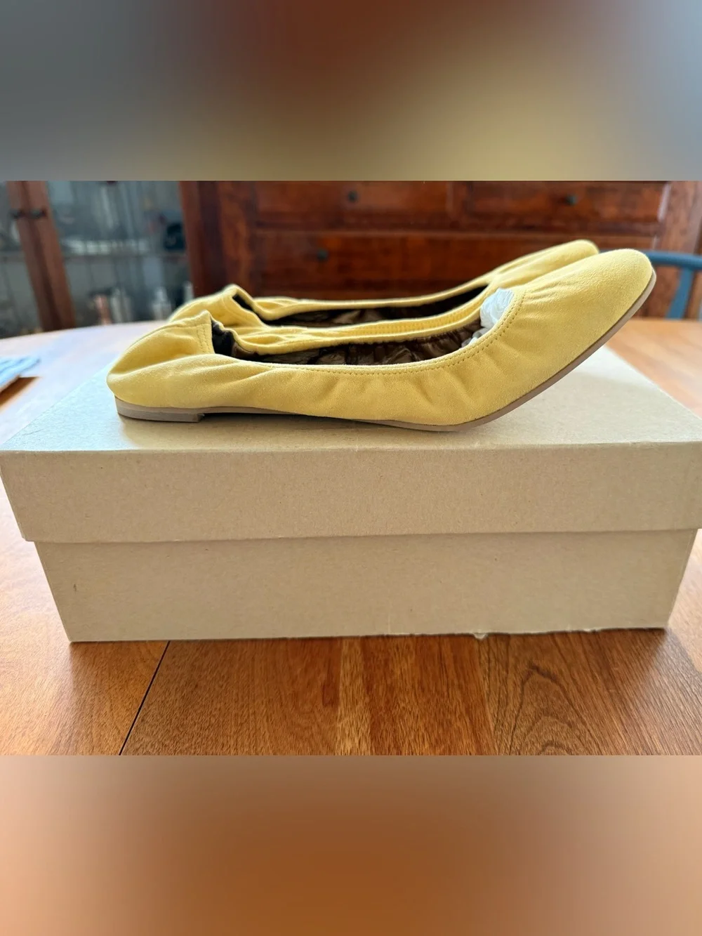 NIB Vintage 2007 J.Crew Marsala Suede Ballet Flats Made in Italy Yellow 8 Rare
